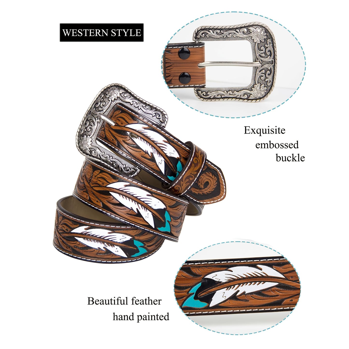 Feathered Dreams Leather Belt