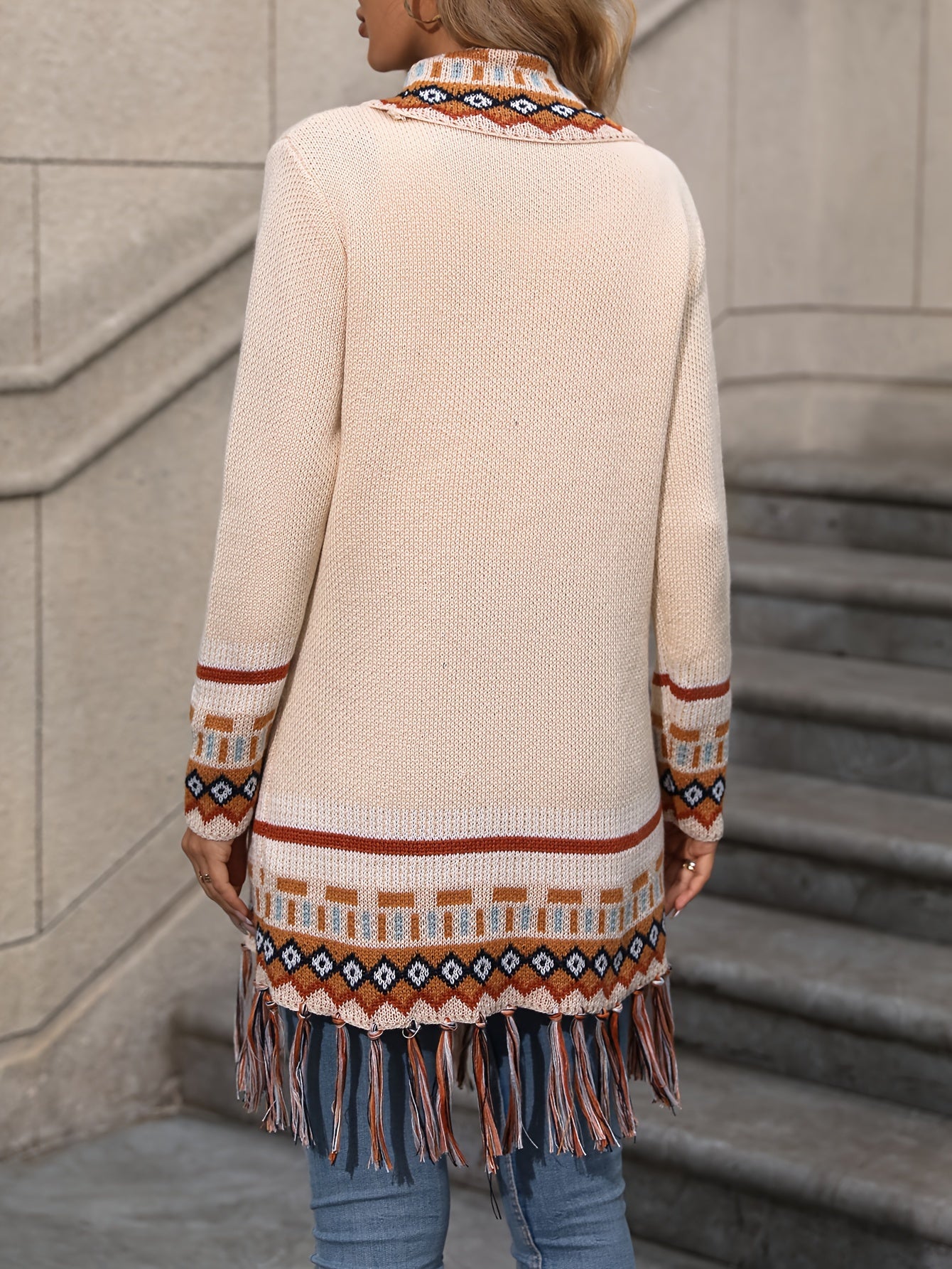 Retro Vibe Tassel Hem Cardigan