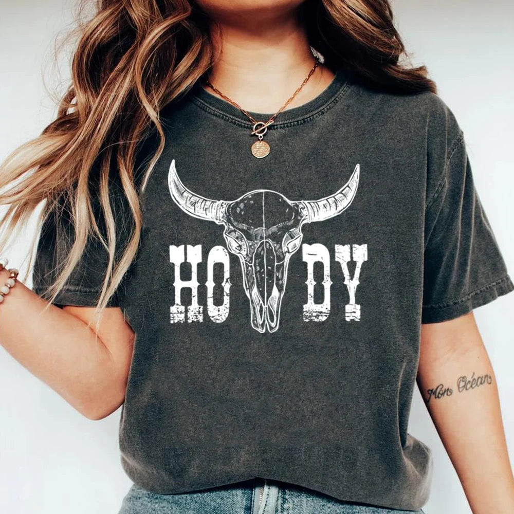 Howdy Cow Skull Tee