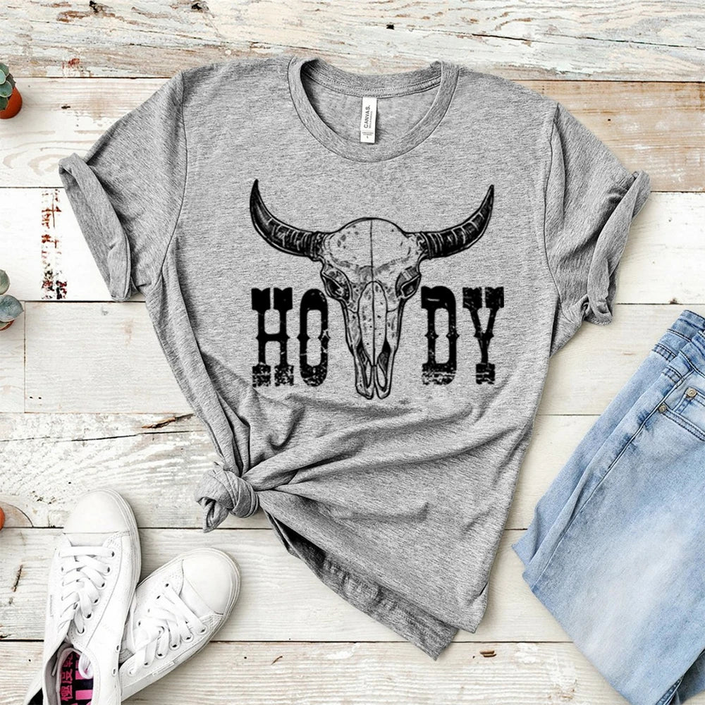 Howdy Cow Skull Tee