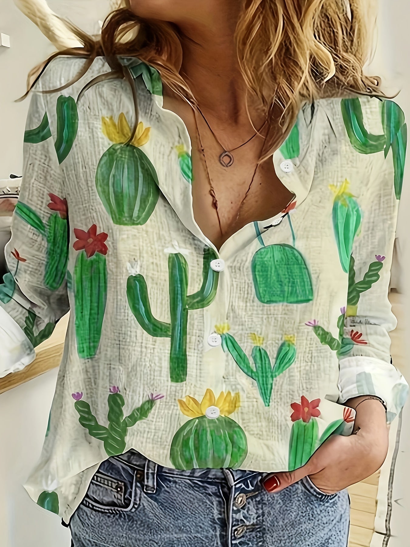 Cactus Chic Button-Up